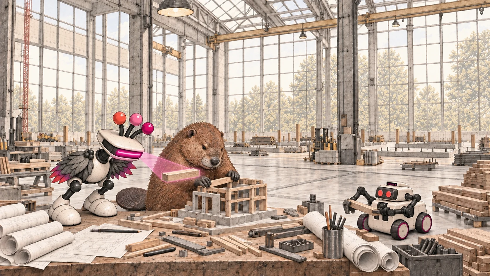 A beaver goes from one small unfinished build to directing several ambitious completed client projects.