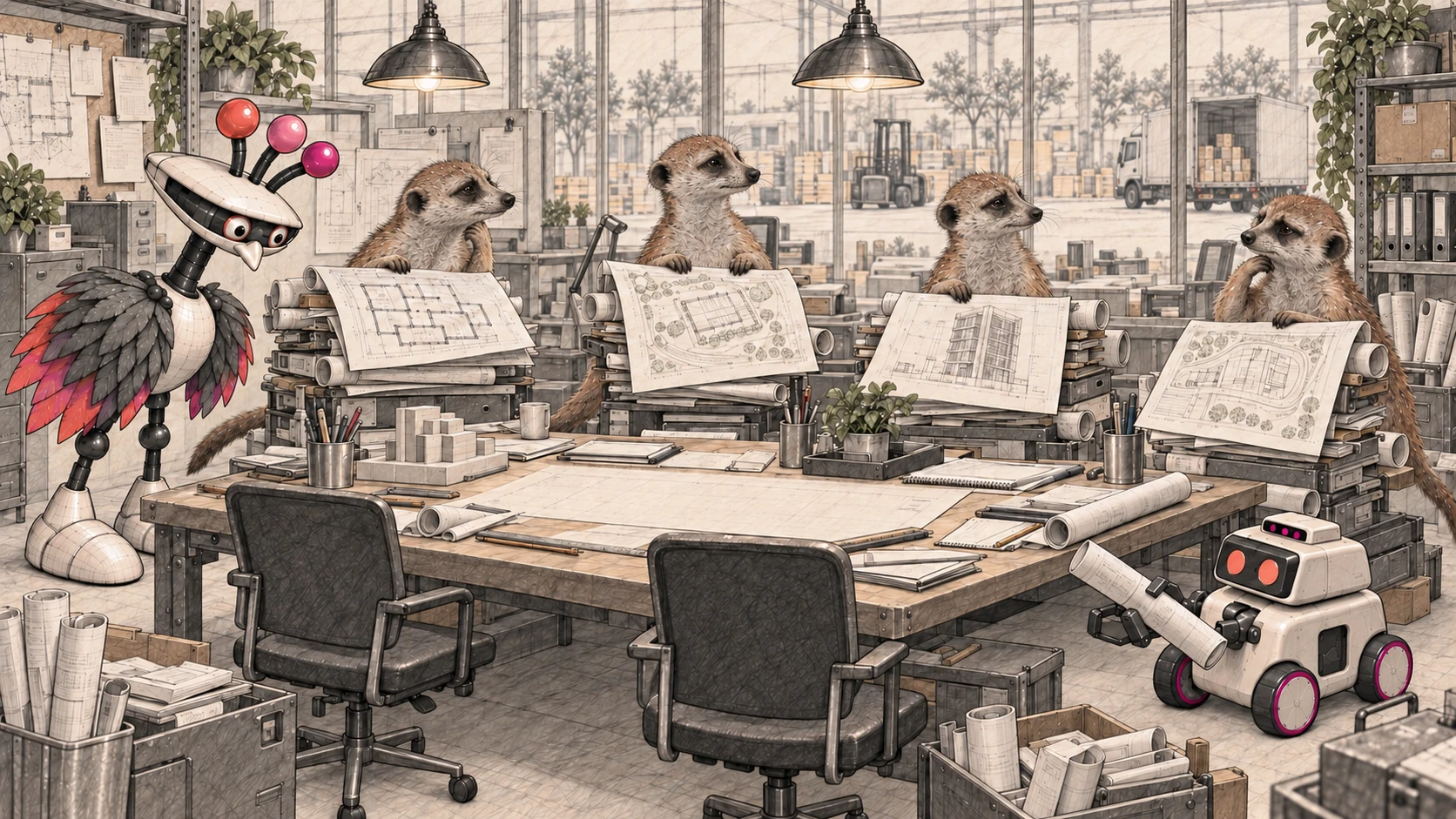 A group of meerkats compares conflicting plans, then gathers around one shared picture of the environment.