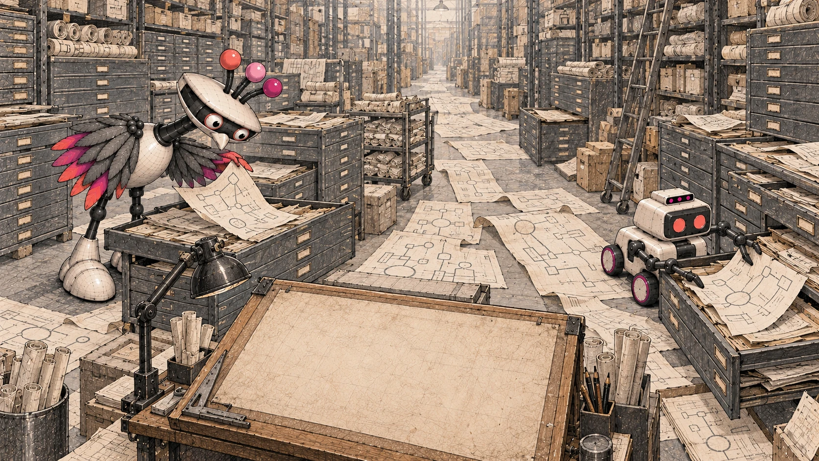 Turbie and Turbobot search an overwhelming archive, then uncover the buried evidence together.